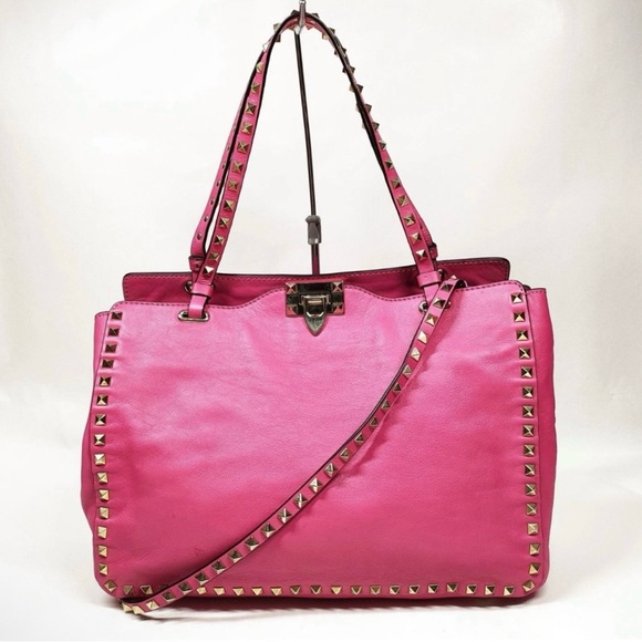 Valentino Garavani Handbags - Valentino Garavani Studded Pink Leather Shoulder/Crossbody Bag